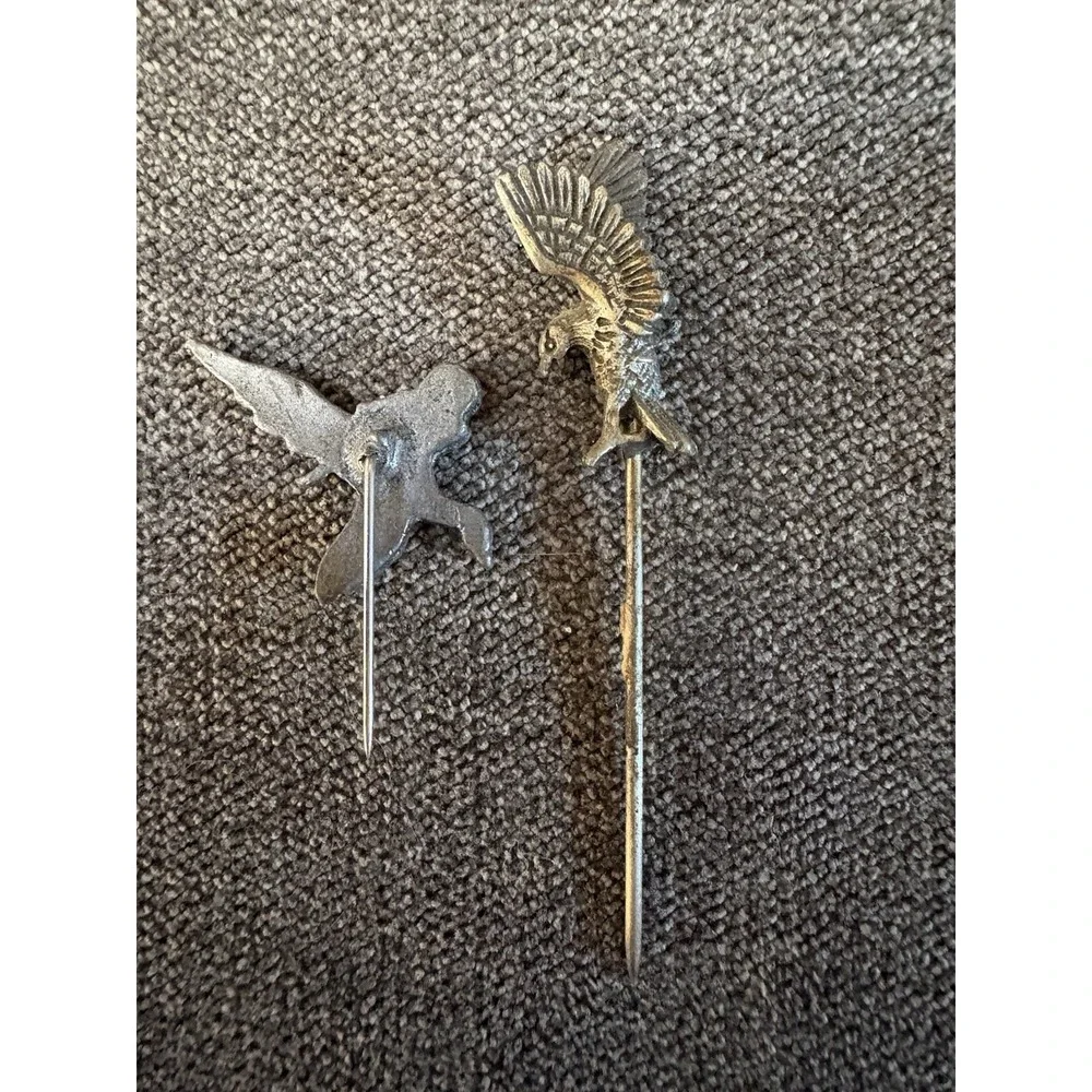 American Bald Eagle Wings Out Stick Pin VINTAGE ORIGINAL + Pheasant Small Pin - Picture 4 of 7
